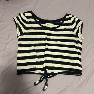 Blue and white striped crop top